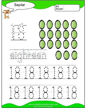 okul öncesi 1 sayısı çizgi çalışması